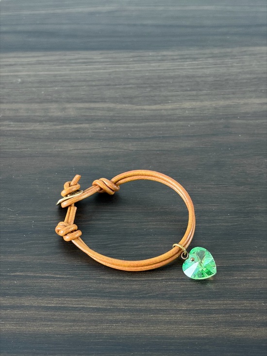 Athens Protasis Jewelry - 2/$20 Heart Charm Bracelet with Brown Leather